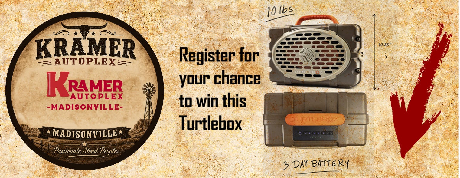 REGISTER TO WIN A TURTLE BOX - MADISONVILLE RODEO