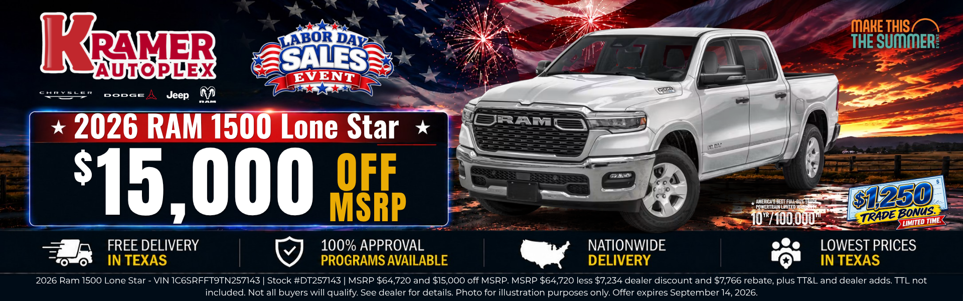 Kramer Autoplex September Incentives