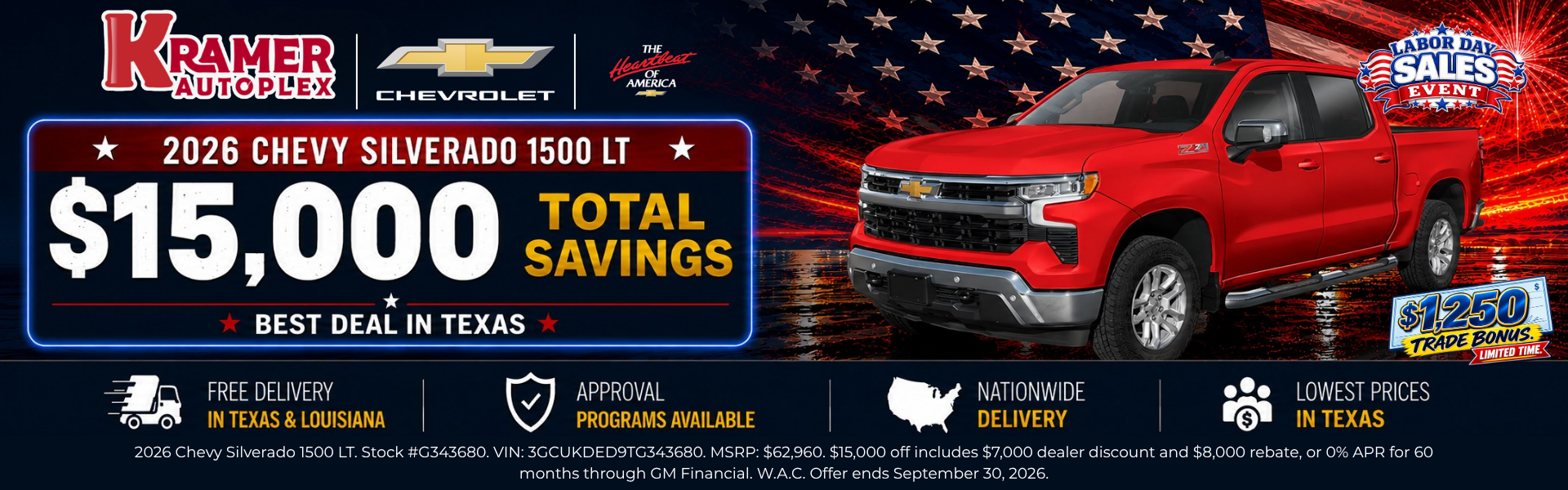 Kramer Autoplex September 2026 Incentives