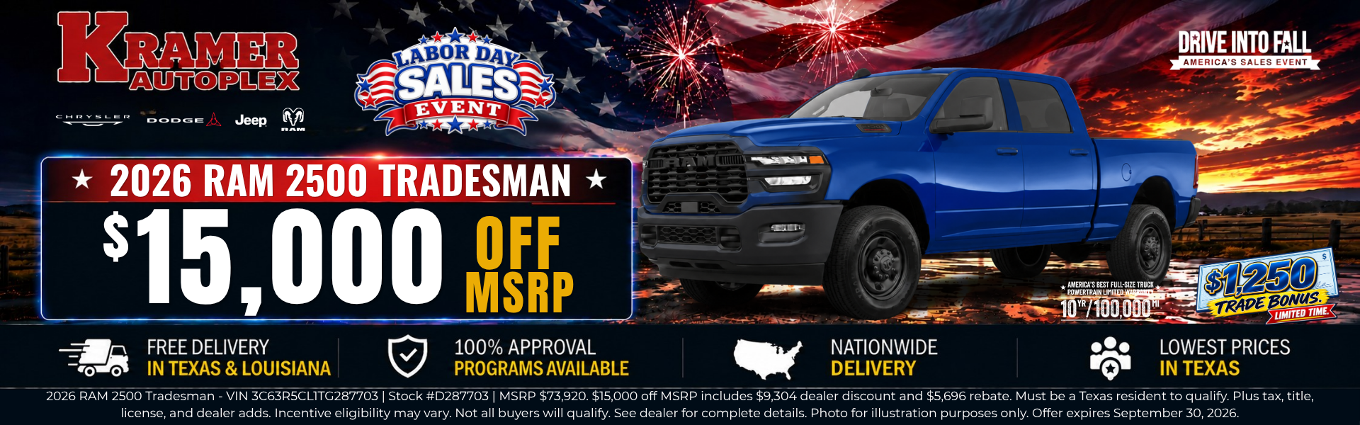 Kramer Autoplex September 2026 Incentives