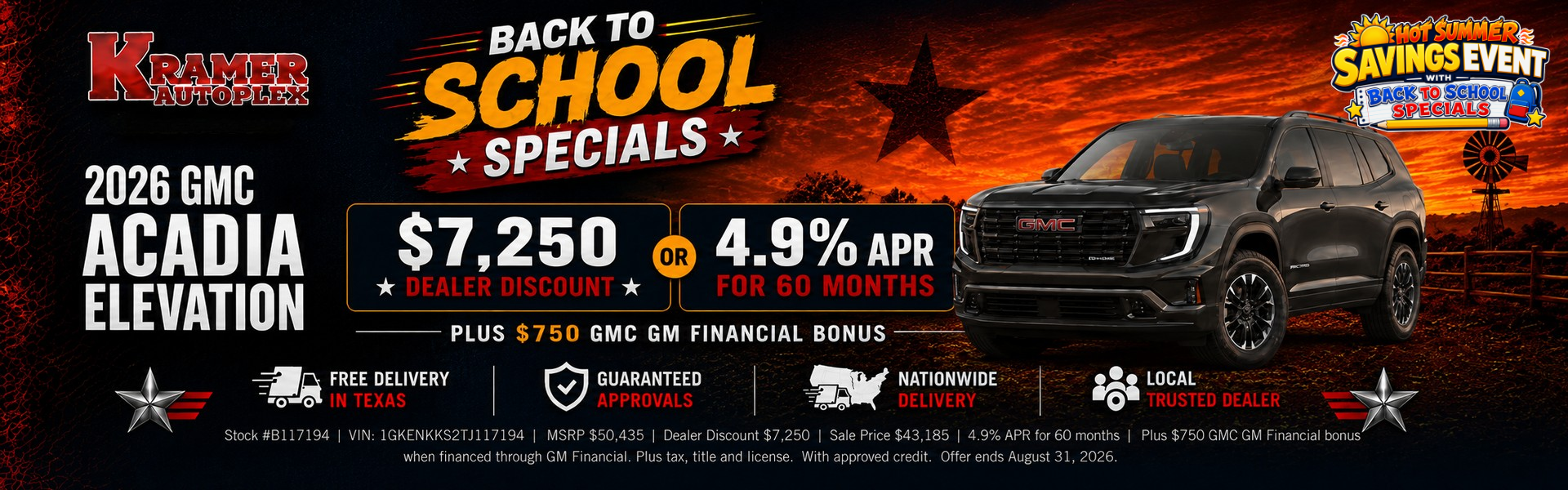 Kramer Autoplex August Incentives