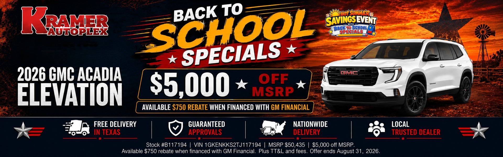 Kramer Autoplex August Incentives