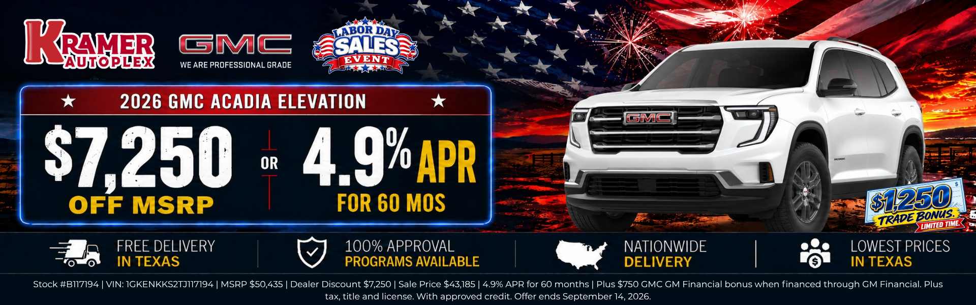 Kramer Autoplex September Incentives