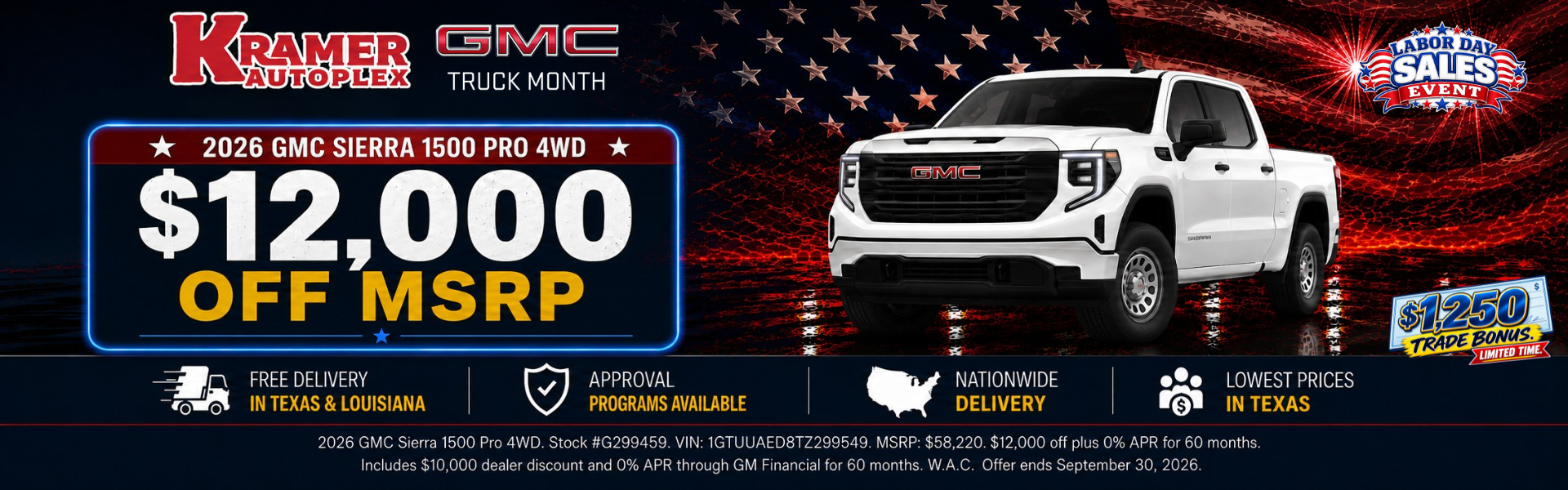Kramer Autoplex September 2026 Incentives