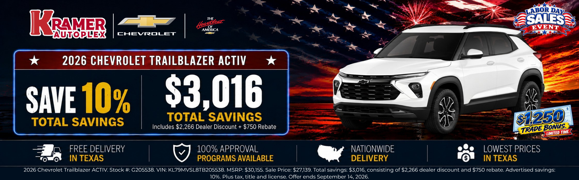 Kramer Autoplex September Incentives