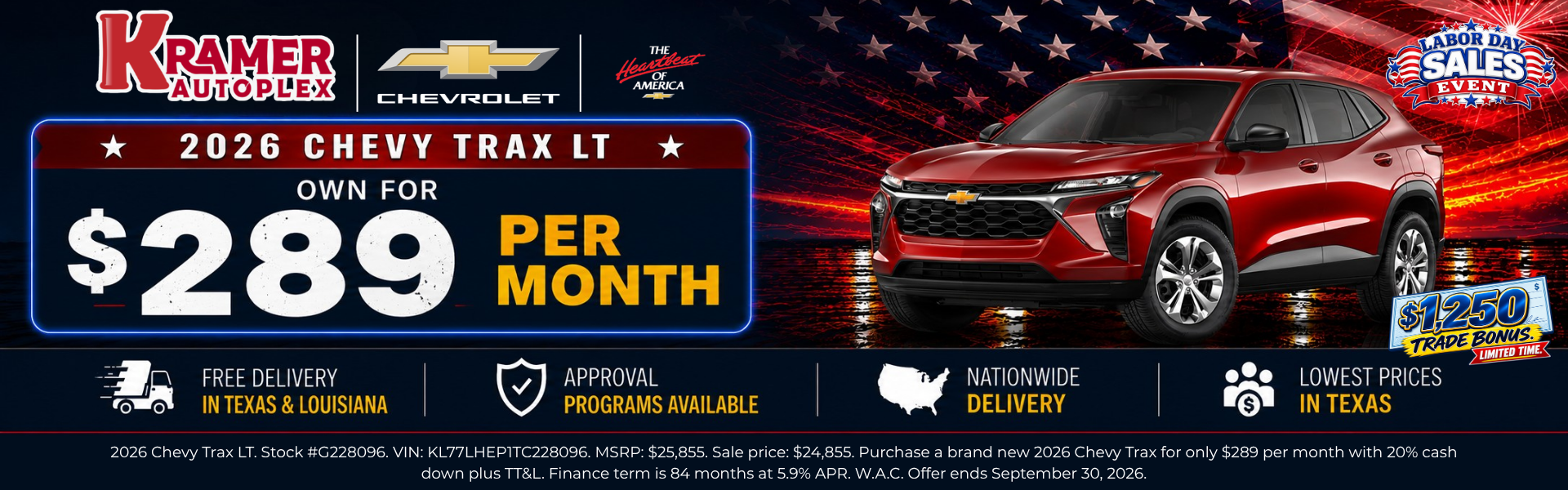 Kramer Autoplex September 2026 Incentives